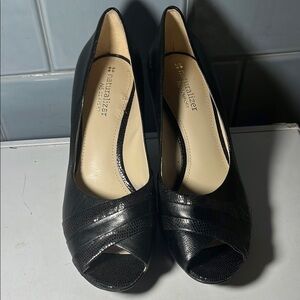 Naturalizer Elegant Black Peep-Toe Heels